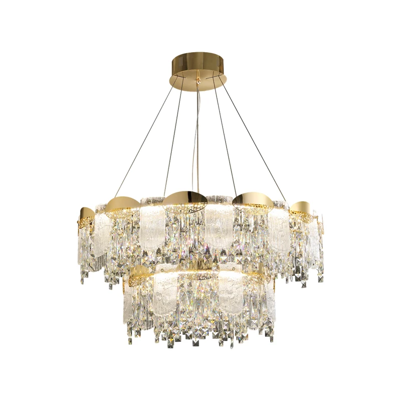 

2023 Trendy Crystal Series Gold Chrome LED Chandelier Lighting Lustre Suspension Luminaire Lampen For Living Dinning Room