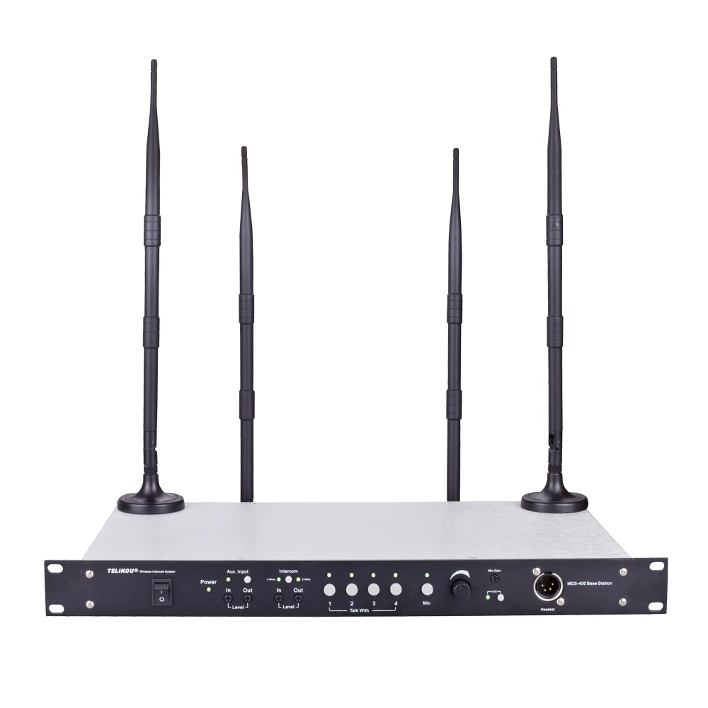 TELIKOU MDS-400 | 2.4Ghz Wireless Intercom pacchetto economico 4 utenti Full Duplex Digital