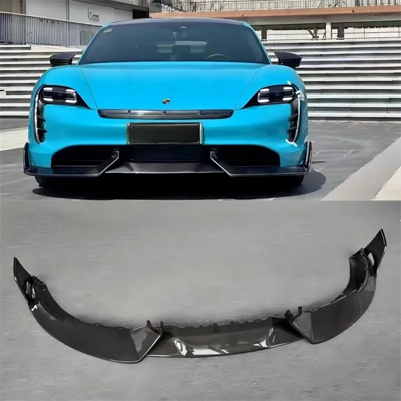 

For Porsche Taycan Real Dry Carbon Fiber Front Lip Front Bumper Lower Lip Under Spoiler Splitter Body Kit