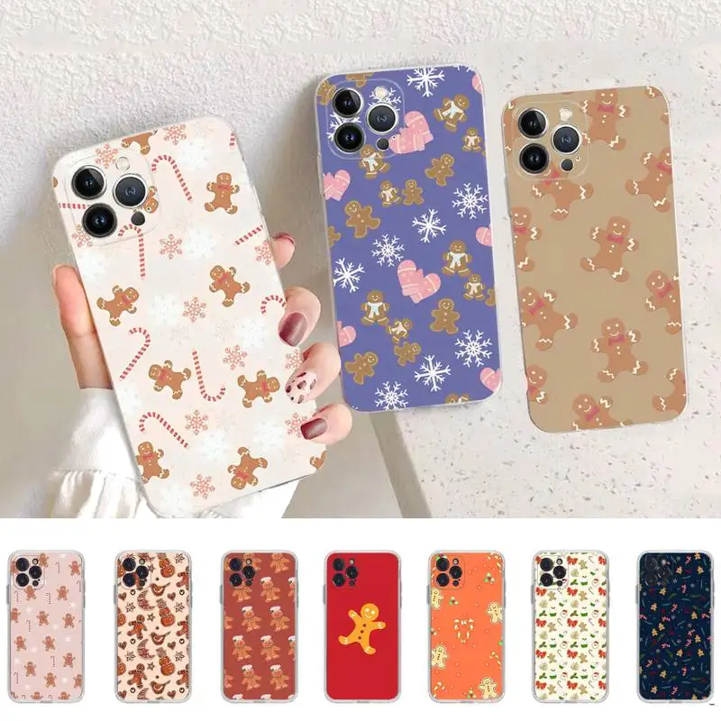 Cute Gingerbread man Christmas Phone Case Silicone Soft for iphone 14 13 12 11 Pro Mini XS MAX 8 7 6 Plus X XS XR Cover