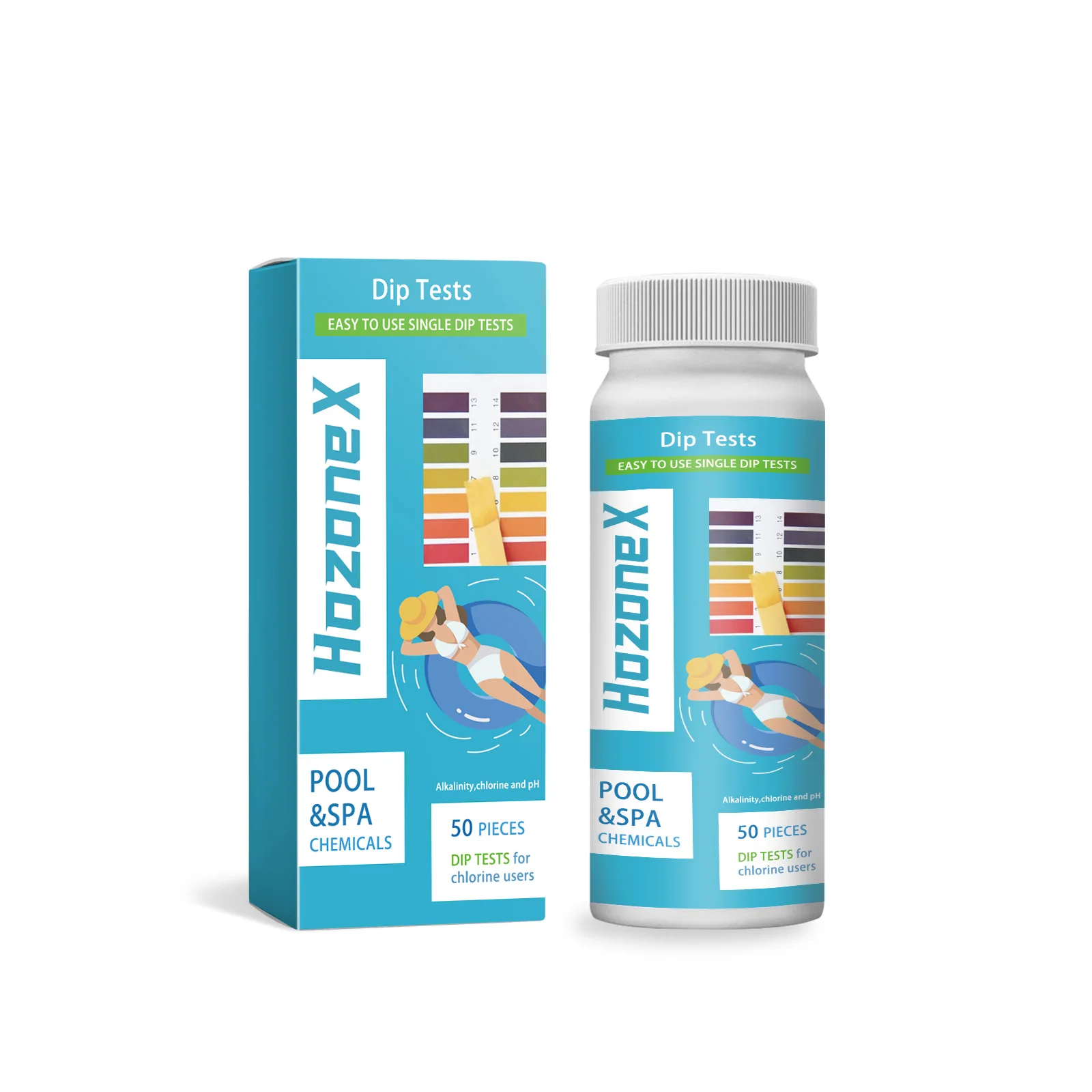 3-in-1 Pool pH Test Strips, Accurate Color Chart Comparison, Simple Water Quality Test Strips for Swimming Pool Water Testing