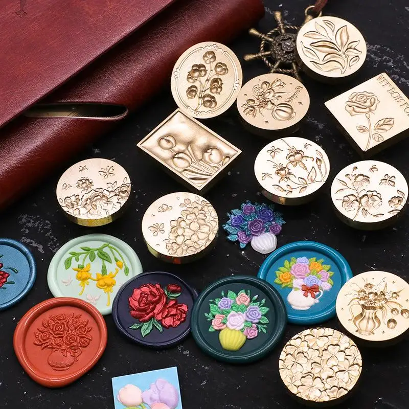 Flowers Wax Seal Stamp 3D Plant/Butterfly/lLotus Sealing Stamp Head For Cards Envelopes Wedding Invitations Scrapbooking