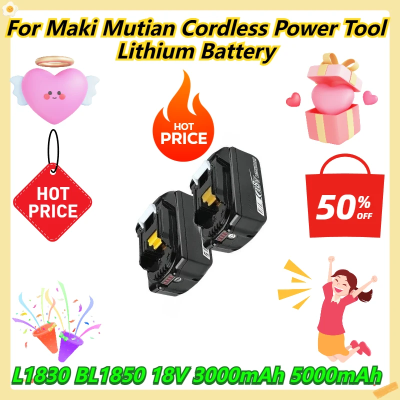 

18V 3000mAh 5000mAh For Maki Mutian BL1830 BL1850 Cordless Power Tool Lithium Battery
