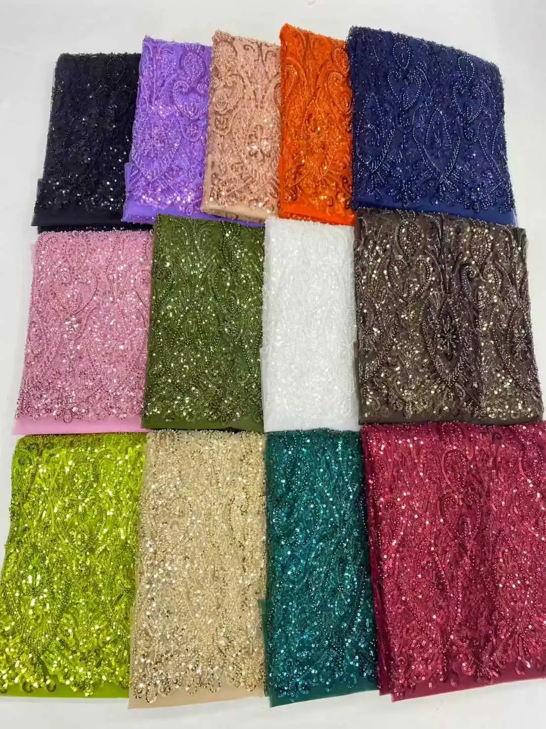 فاخر 13 ألوان عالية الجودة الخرز الفرنسية تول صافي الترتر أقمشة الدانتيل الأفريقي 5 ياردة للنساء فستان حفلات الزفاف SZ1772 #3