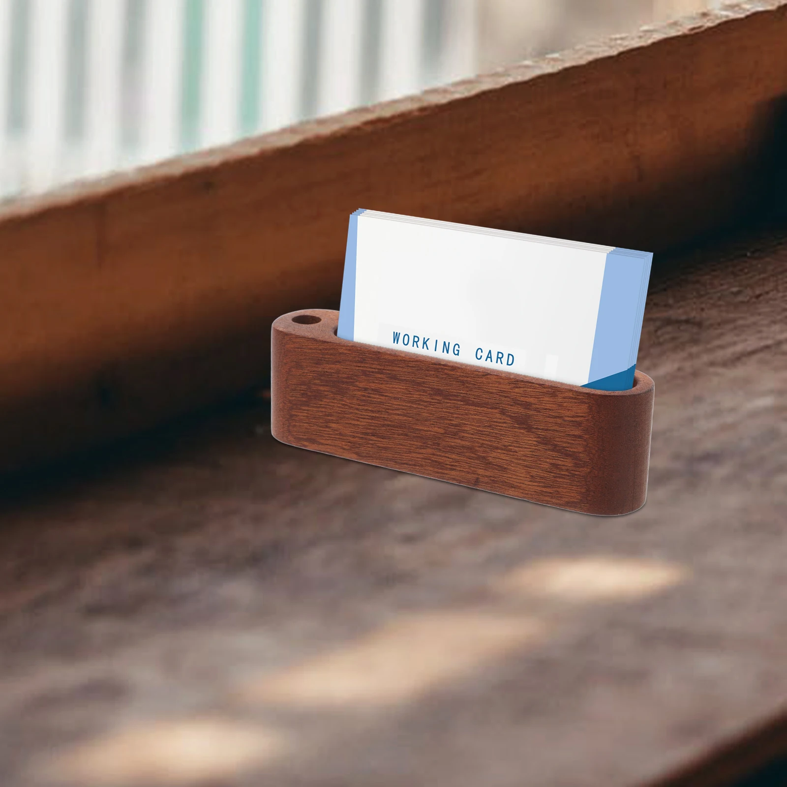 

Desktop Business Card Holder Wood Organizer for Trading Cards Gift Cards Large Capacity Card Stand Display Office Supply