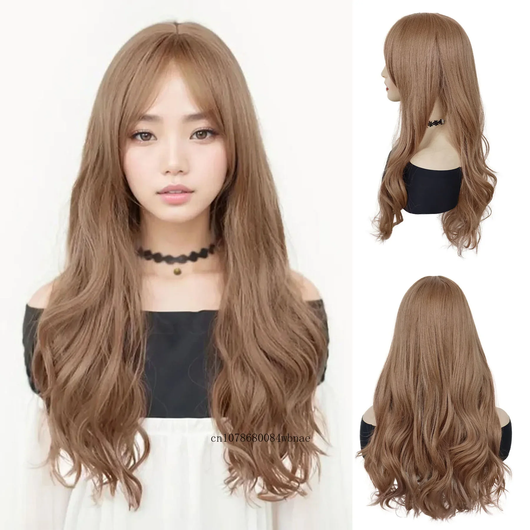 Natural Curly Synthetic Heat Resistant Wigs for Women Girls Cosplay Daily Party Costume Use 25 inch Long Wavy Light Brown Wig