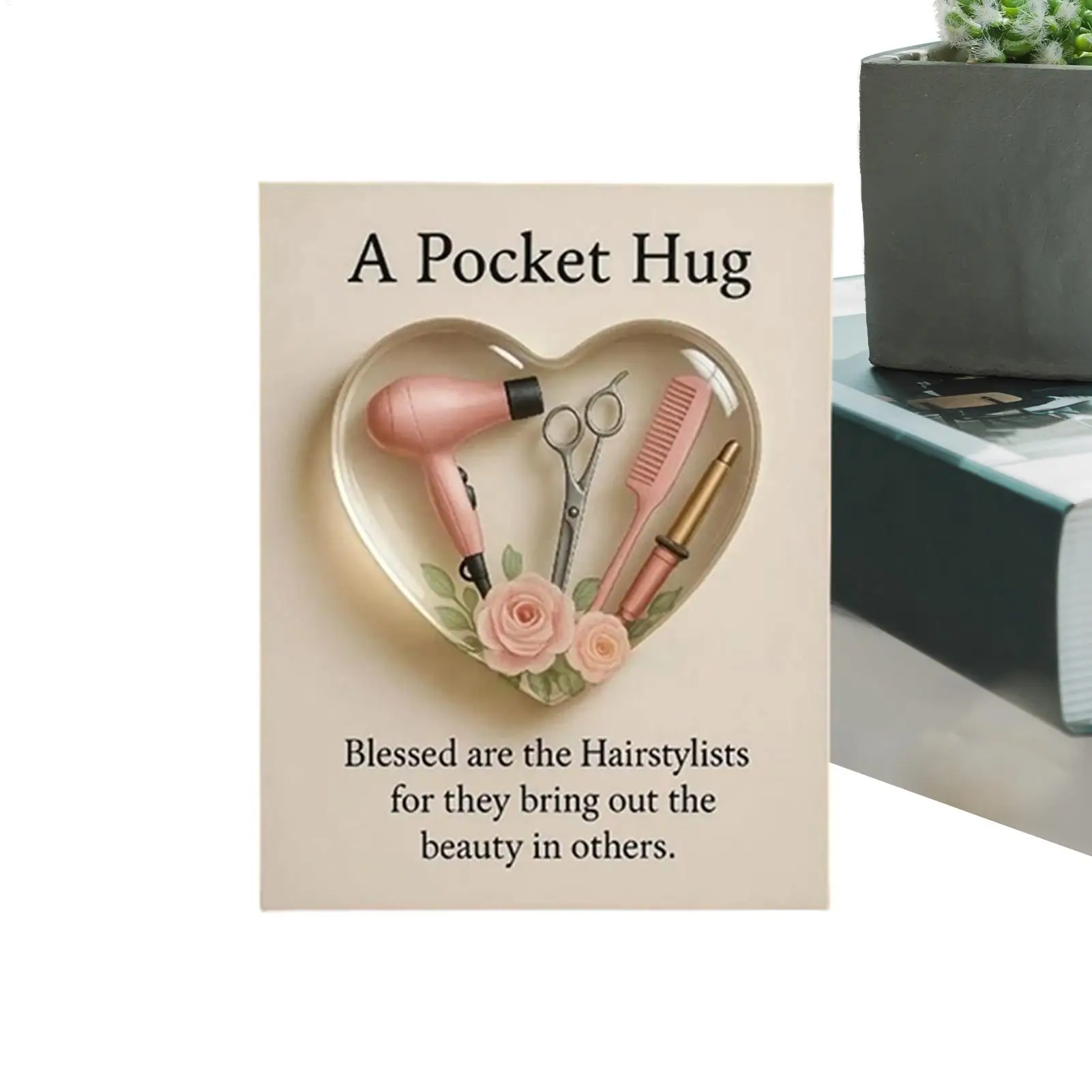 Heart Hug Pocket 2D Heart Shaped Souvenir Appreciation Inspirational Pocket Card for Men Barber Hair Stylist Graduation Birthday