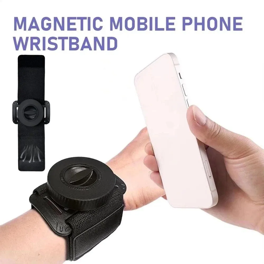 Creative Running Magnetic Phone Stand Detachable Adjustable Wristband Magnetic Wrist Strap 360°Rotated Arm Band