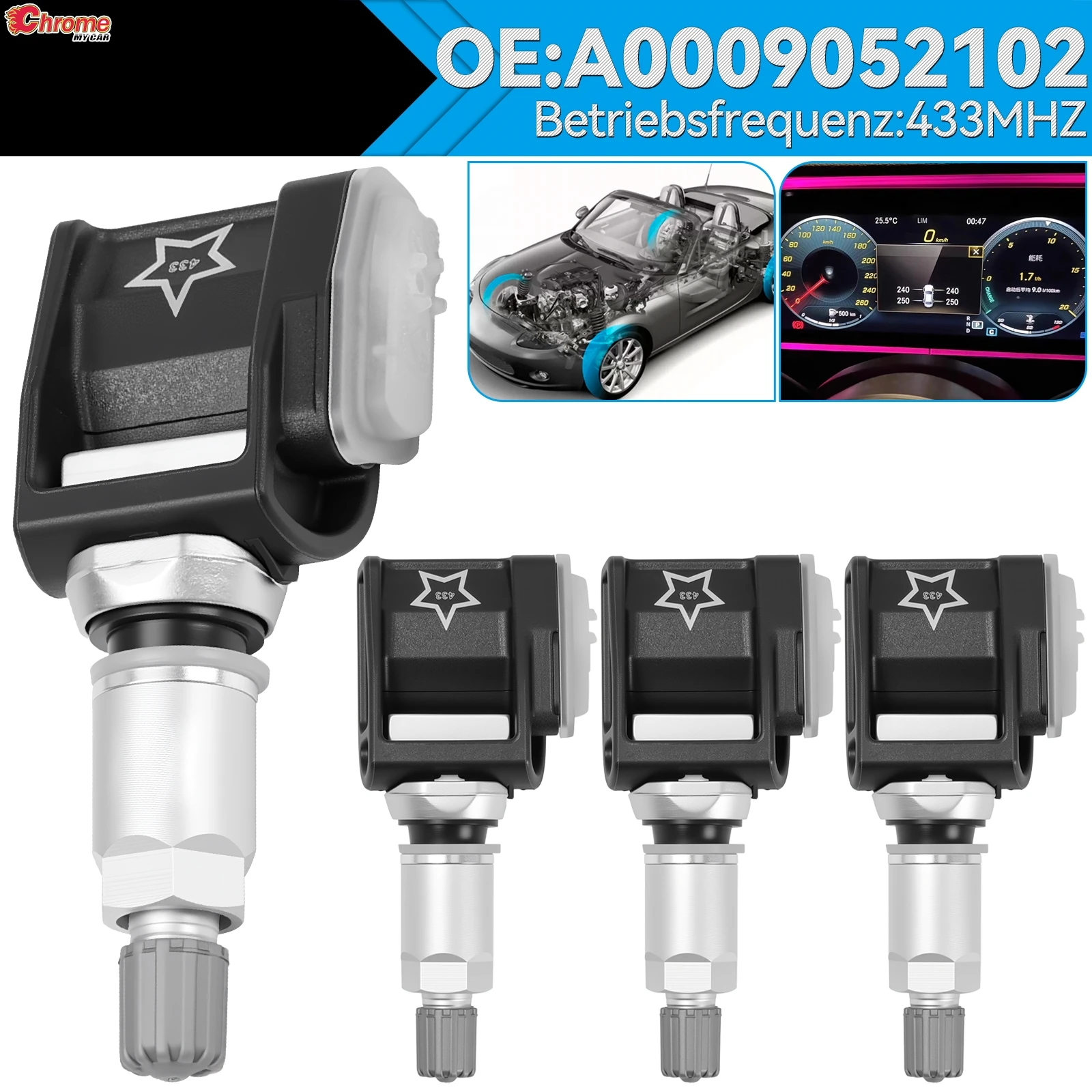 4 шт. для Mercedes-Benz A E-Class AMG GT CLS E300 E400 E43 W213 S213 W177 Z177 V177 A257 A0009052102 Датчик давления в шинах TPMS