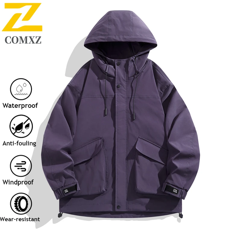 

Harajuku Style Travel Jacket Men's Autumn Casual Soft Shell Waterproof Windbreaker Outdoor Hunting Camping Fishing Hooded Coat