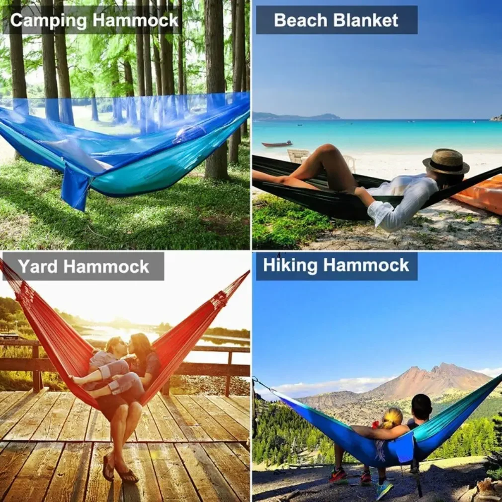 2024 Outdoor Camping Hammock Automatic Quick-opening Mosquito Net Double Pole Hammock Outdoor Camping Anti-Mosquito Camp Bed