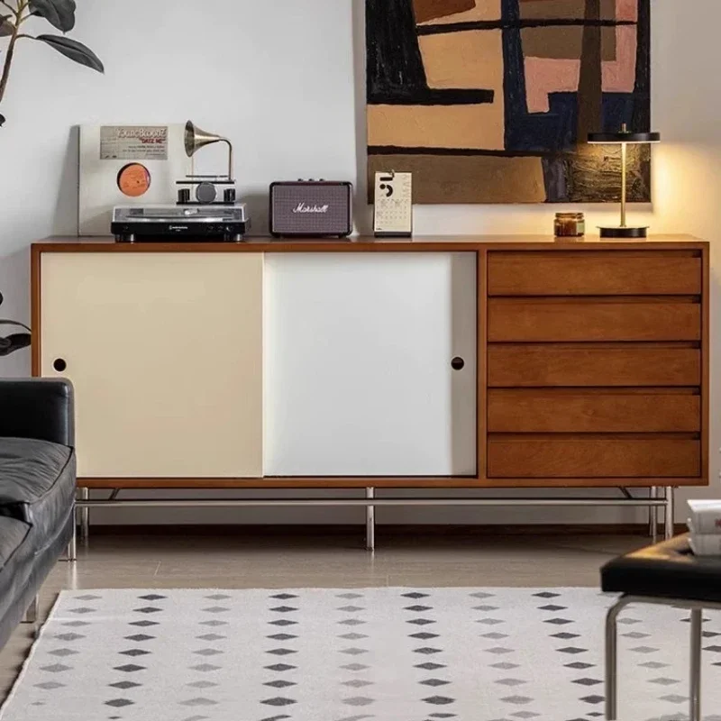 Solid wood dining side cabinet retro storage locker small apartment living room home kitchen against the wall Nordic