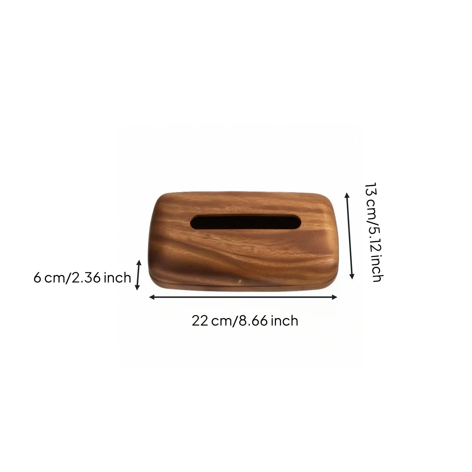 Modern Wooden Tissue Box Holder with Long Top Opening for One Hand Pull Out Facial Tissue Organizer for Living Room Shelf