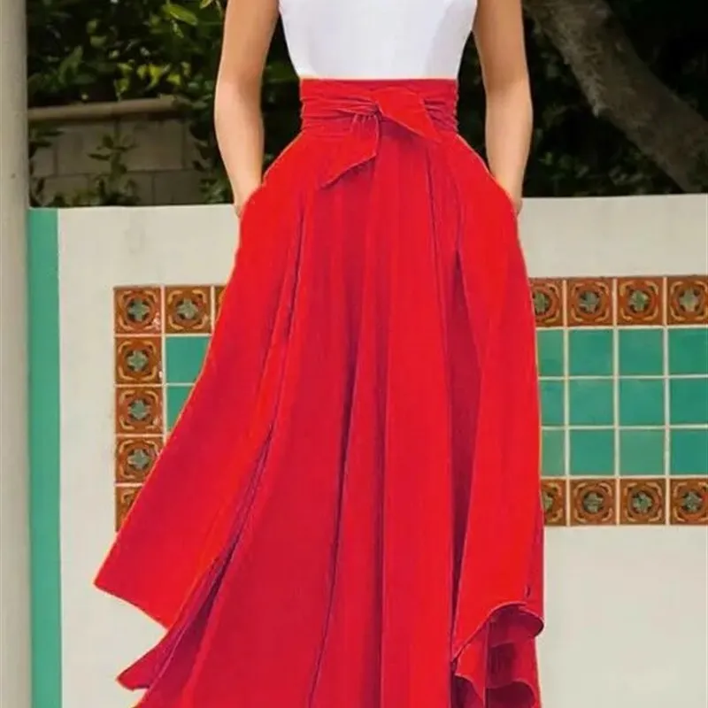 Ele faldas largas plisadas para mujer nueva Faion Creative Sle Lady ropa de noche corte recto A-Line silueta otro material