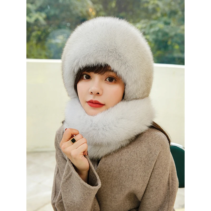 

Зимние толстые женские шапки из натурального меха, шарфы, женские теплые роскошные шапки из 100% натурального лисьего меха, модные шапки из пушистого лисьего меха, шапки из кроличьего меха