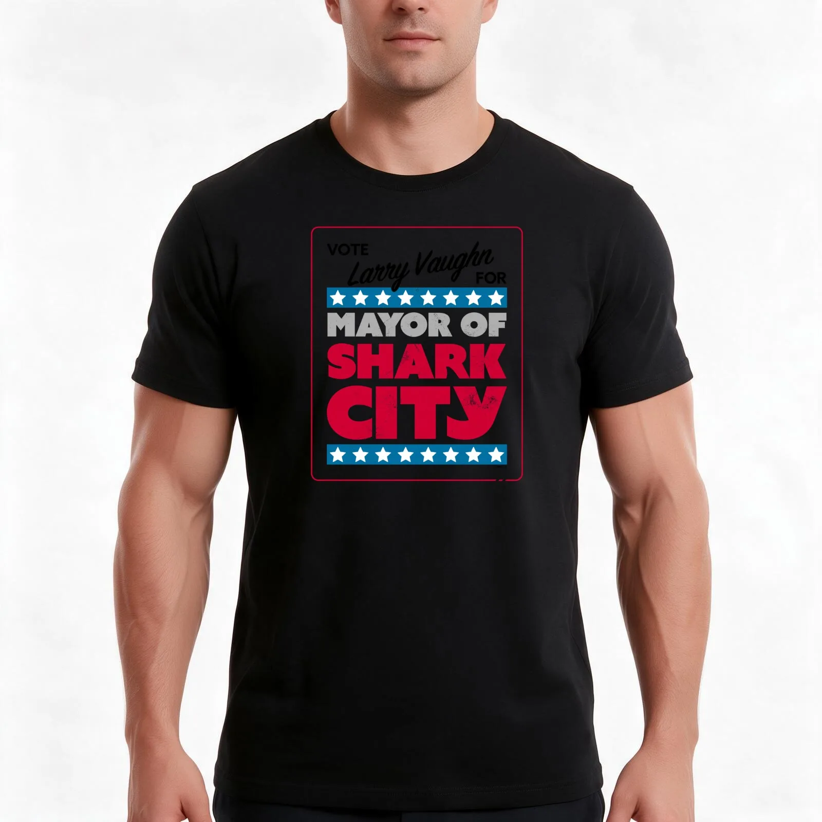 Mayor of Shark City T-Shirt, Summer Casual Cotton Tee, Oversized Streetwear Tops, Vintage Graphic Print, Loose Fit Short Sleeve