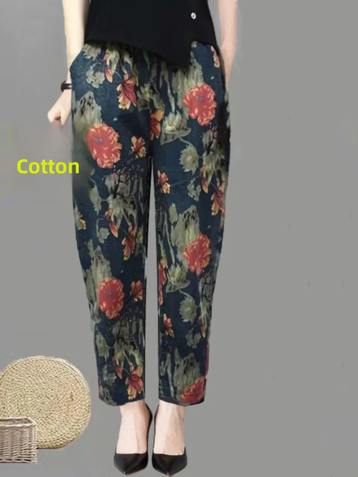 مزيج القطن فضفاض صالح مطبوعة الصيف سراويل تقليدية المرأة رقيقة سراويلي حريمي أمي جديد Sle حجم كبير طماق مريحة