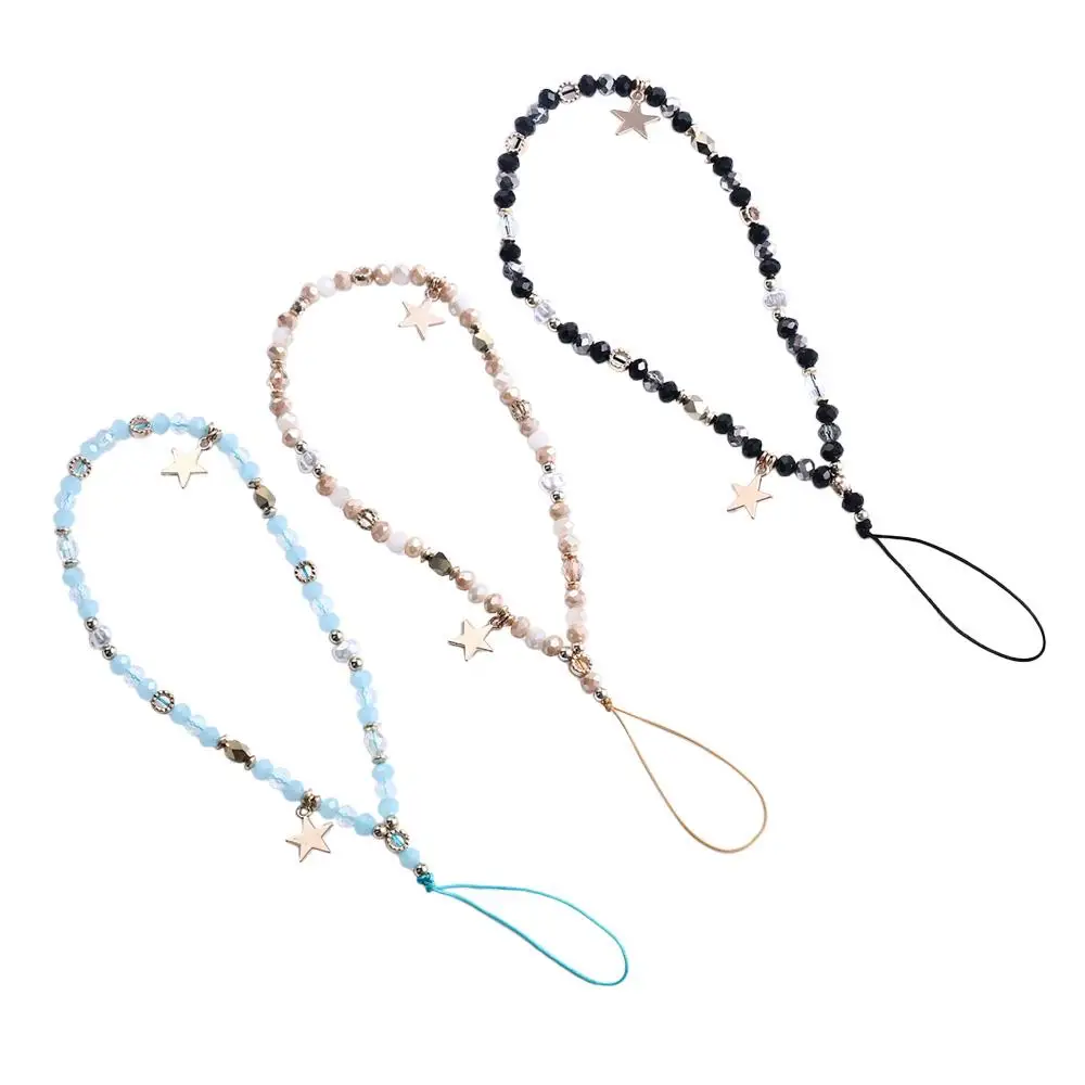 

Telephone Jewelry Hanging Rope Charming Telephone Cord Five-pointed Star Pendant Mobile Phone Strap Phone Chains Beads Chain