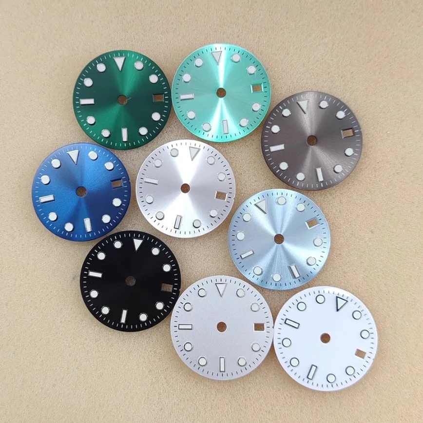 

29mm NH34 Dial Sunburst Dial GMT Four Hands Dial No Lgoo Green Luminous for Japan NH34 Movement Watch Accessories