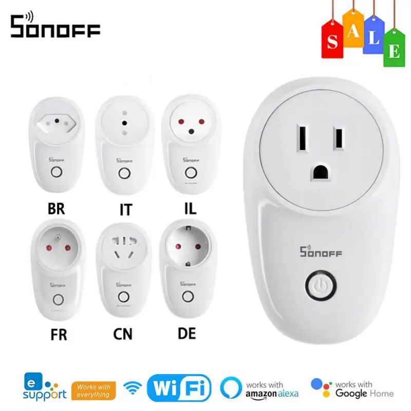 SONOFF S26 R2 WiFi Smart Socket 16A Real Timer Smart Plug via eWelink APP Remote/Voice Control works with Alexa Google Home