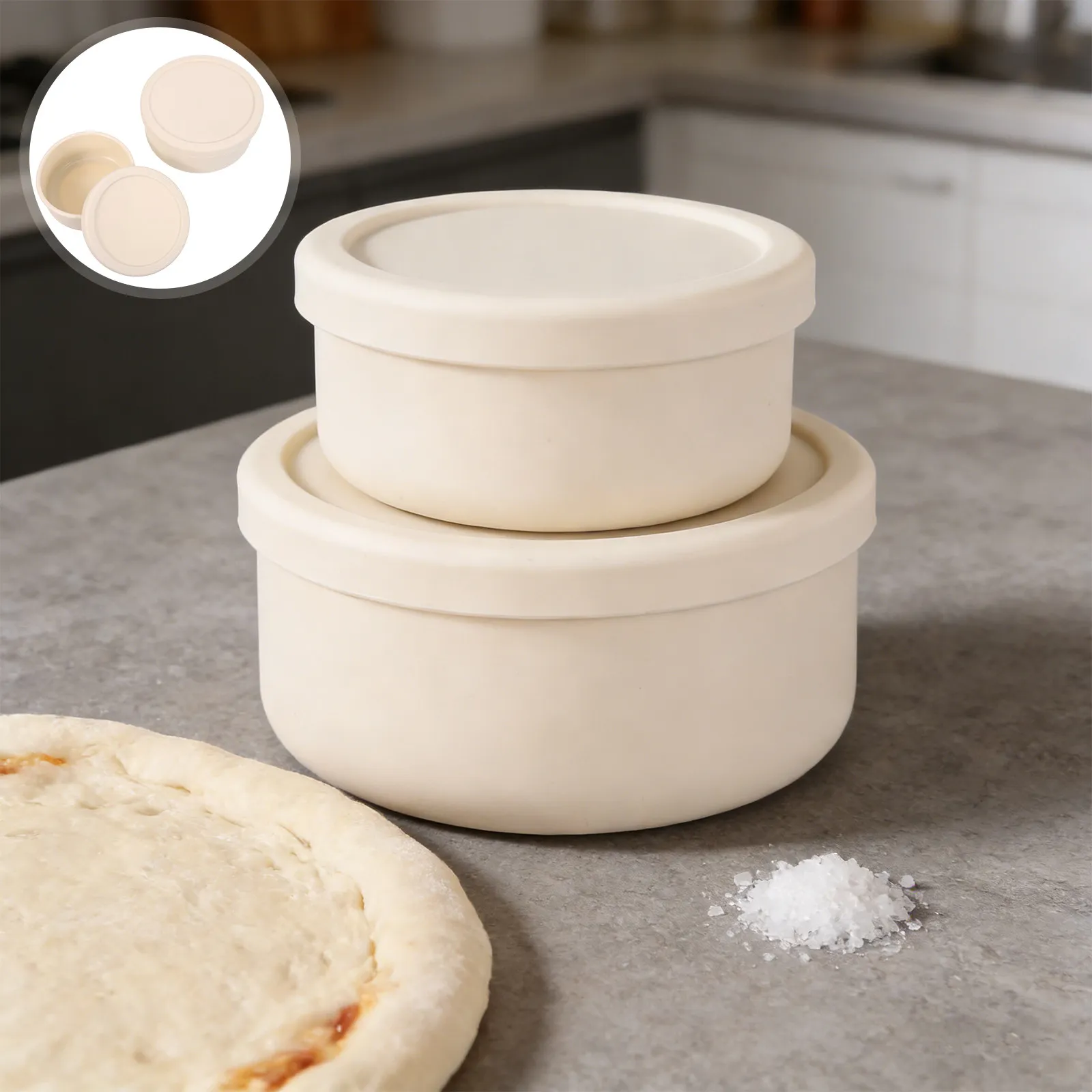 2pcs Pizza Dough Proofing Box 300ML 700ML Stackable Pizza Proofing Dough Trays With Covers Preparation Container For Bread