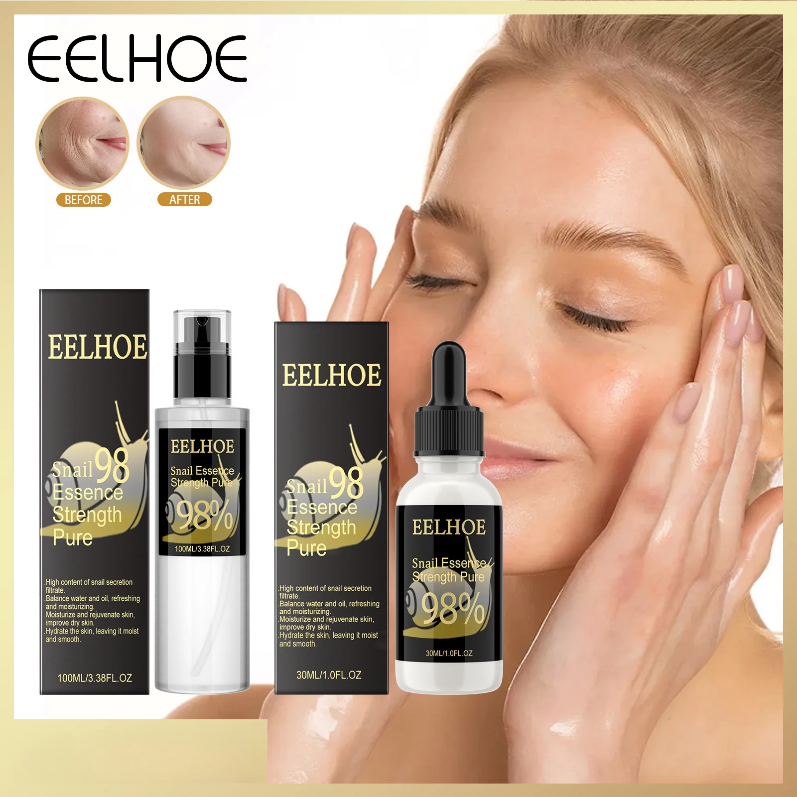 Repair Skin Barrier Anti Acne Treatment Whitening Face Serum with Snail Essence and Moisturizing Cream for Wrinkle Removal