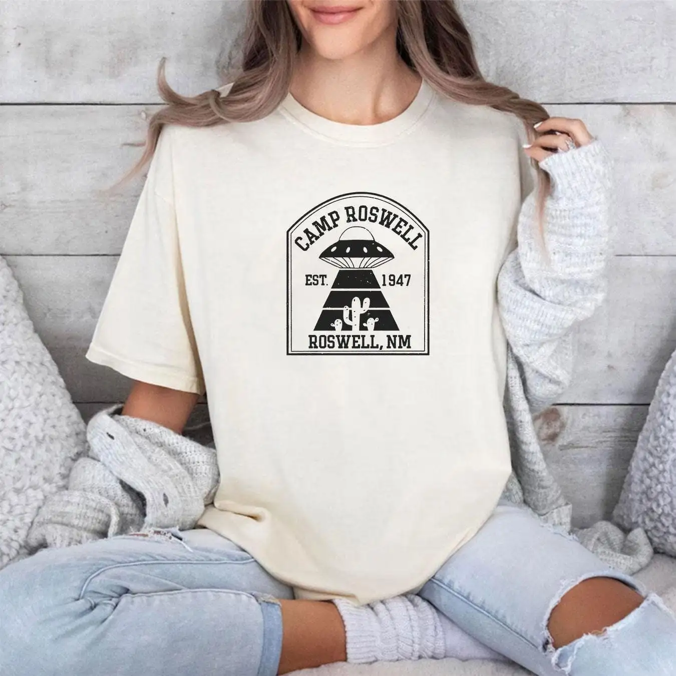 Camp Roswell Alien Camping T Shirt Retro Ufo Trendy Boho Vintage Top Adventure Hiking Road Trip Spaceship