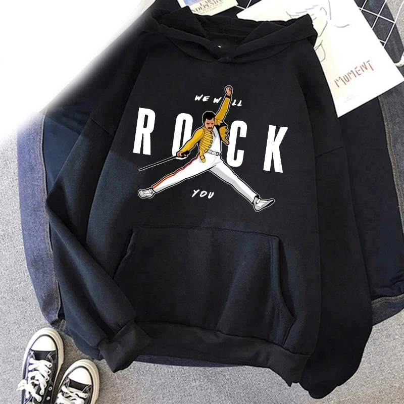 

Rock Band Queen Freddie Mercury Men's Hoodie Women's Fashion Simple Long sleeved Pullover Street Trend Harajuku Large Sweatshirt