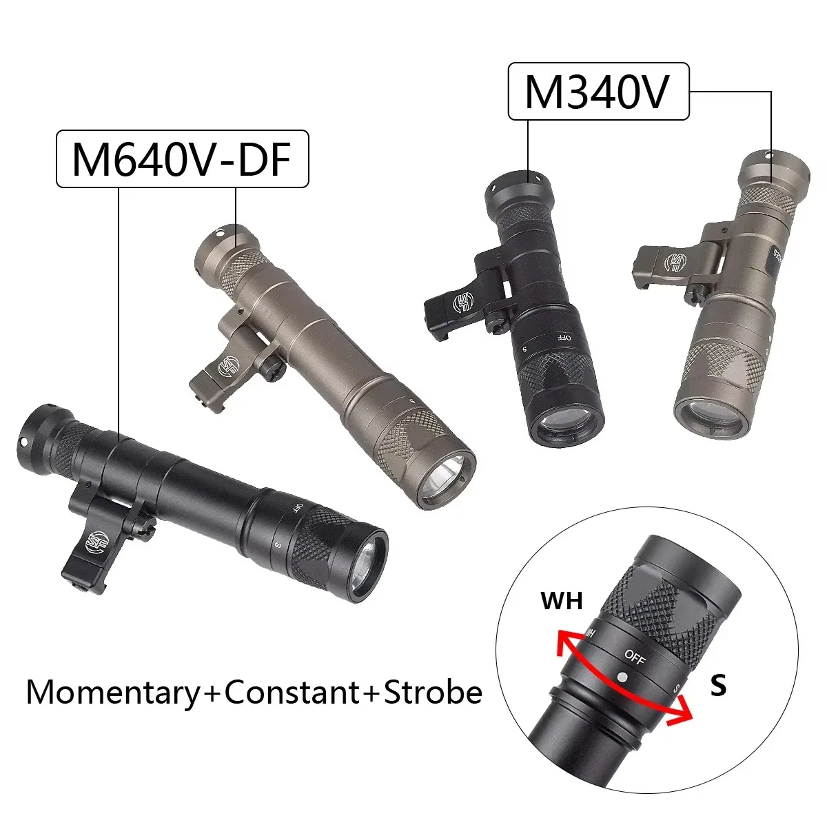 Tactical Surefir M300 M600 M640DF M640V M340V M340C LED Flashlight M640 M340 Airsoft Light 20mm Picatinny Rail