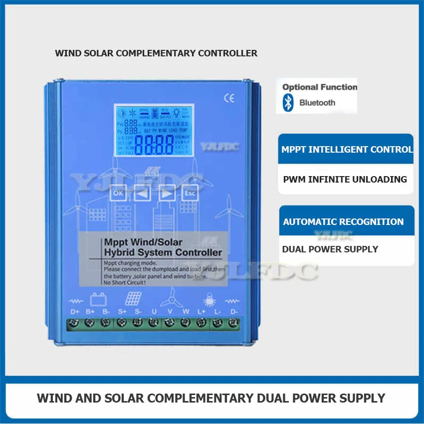 MPPT Wind Solar Hybrid Charge Controller Wind 1000W/3000W & Solar 3000W 12/24V/48V Automatic Controller With Dump Load Resistor