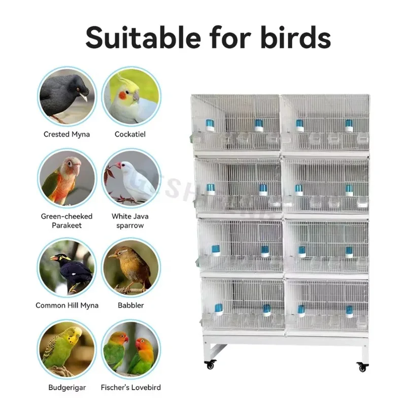 Indoor Outdoor Portable Bird Cage Rolling Stand Large Spacious Metal Square Stackable Pet Houses Display Cage Parrot Canary