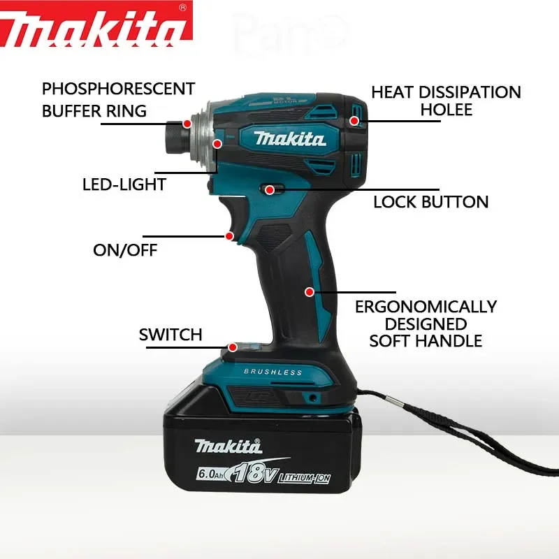 MAKITA DTD172Z Batteria al litio senza spazzole, funzione di memoria, cacciavite a 4 modalità