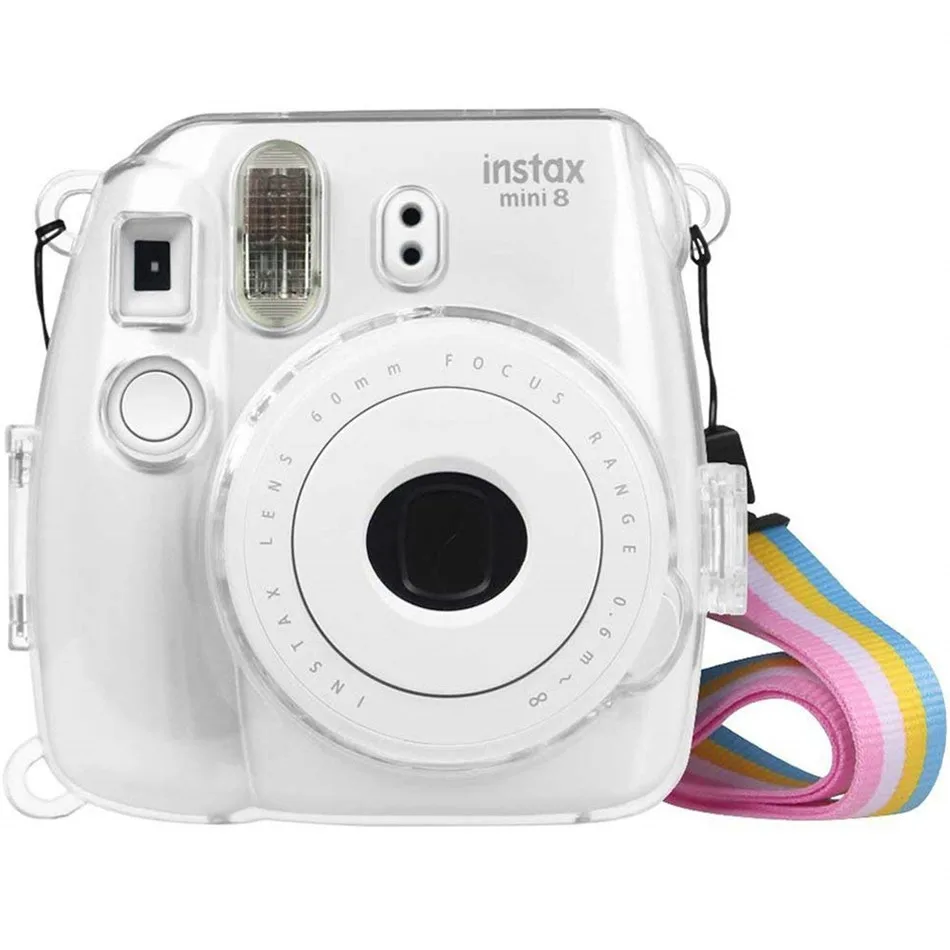 Funda de cristal transparente para cámara Fujifilm Instax Mini 9, rotect funda de plástico, bolsa con correa para Fujifilm instax Mini 8/9/8 +