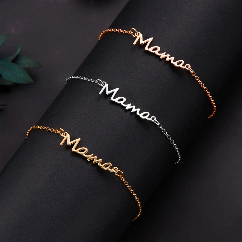 Women's Mama Charm Bracelet, Double Layer Chain Design