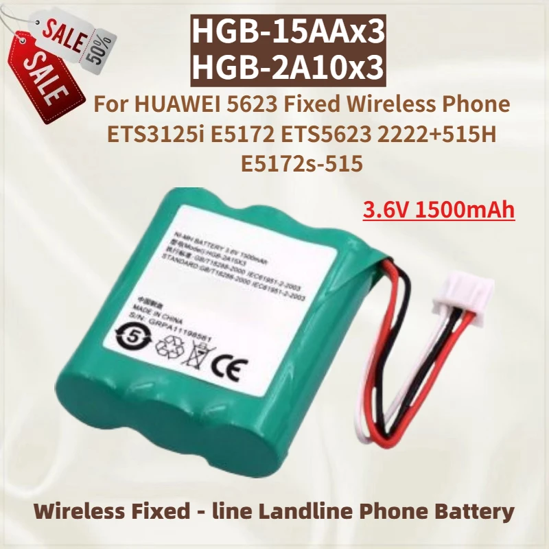 

High Quality HGB-15AAx3 HGB-2A10x3 Battery 3.6V 1500mAh for HUAWEI 5623 Fixed Wireless Phone ETS3125i ETS5623 E5172 E5172s-515