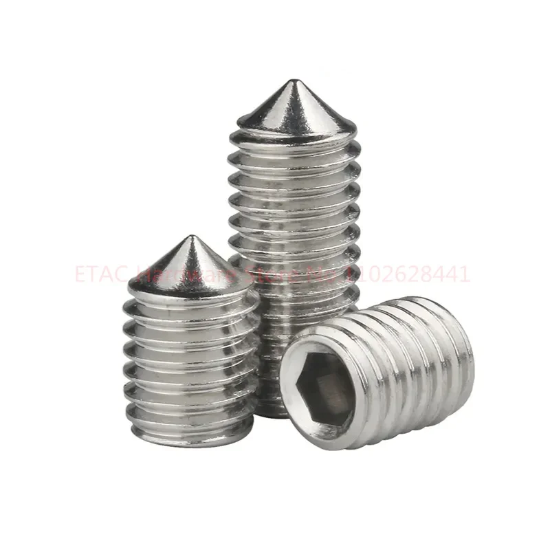 DIN914 GB78 304 الفولاذ المقاوم للصدأ M2 M2.5 M3 M4 M5 M6 M8 M10 M12 عرافة مسدس المقبس وأشار مجموعة المسمار مخروط نقطة اليرقة المسمار كيمي #1