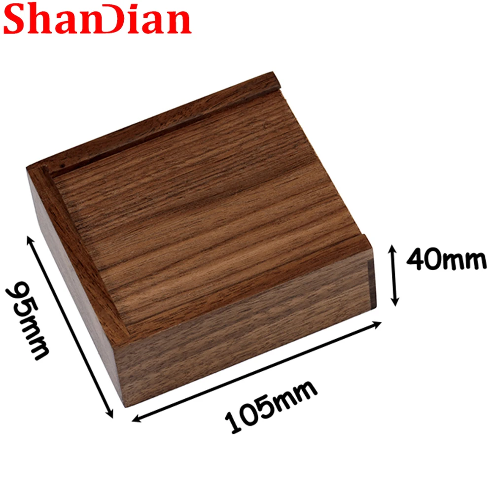 SHANDIAN Wooden Photo Album USB Flash Drive 128GB Free Customized Logo Pen Drive Wedding Gift Box Memory Stick (105*105*40mm)