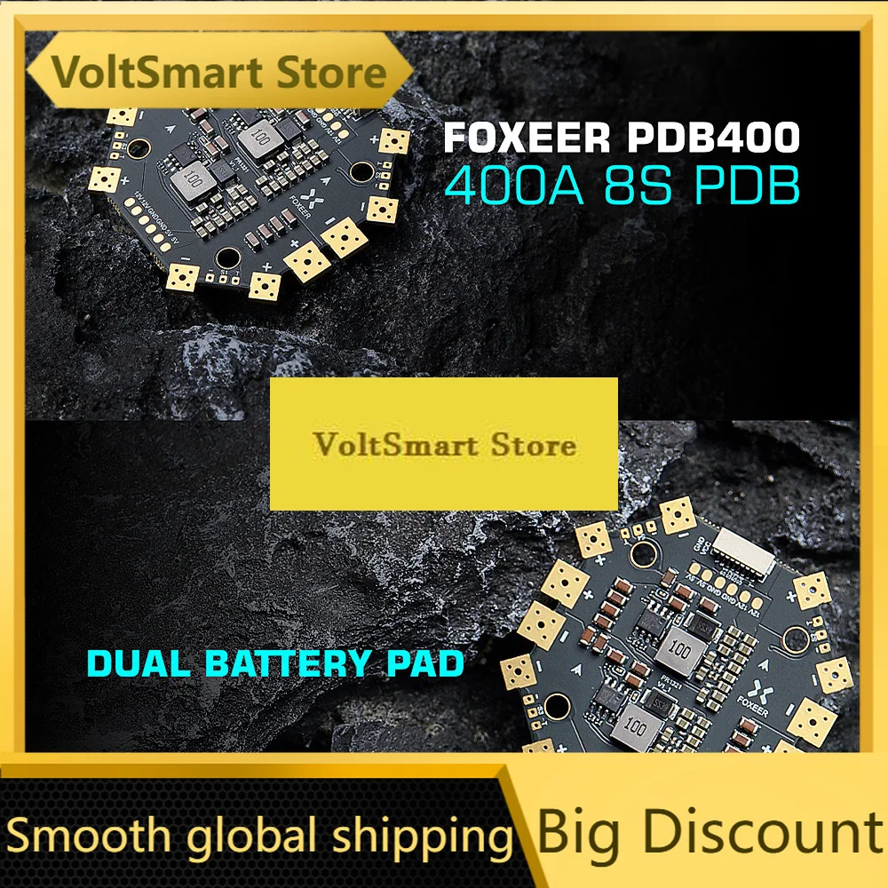 VoltSFOXEER PDB 400A 4-8S Lipo Dual Battery Pack Solder Pad Mounting Hole Spacing 30.5x30.5mm For RC FPV Drone