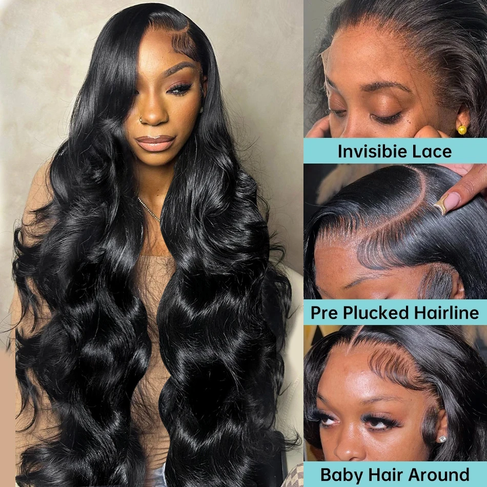 Peluca de encaje Yesbleen Body Wave HD, pelucas de cabello humano 13X6, 40 pulgadas, 250 de densidad, 13x4, onda de agua transparente frontal para mujeres