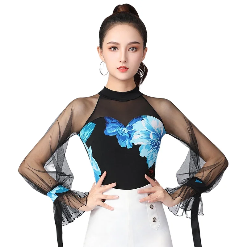 

2024 Woman Latin Dance Leatord Female Sexy Performance Dancing Top Ballroom Cha Cha Samba Practice Dance Clothes DB549-3