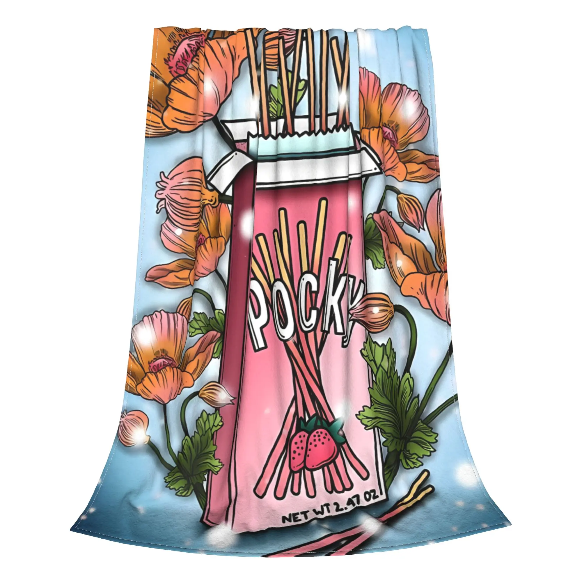1PC Home Cute Room Decor Strawberry Pocky Dreams Blanket Throw Blanket Pocky Novelty Warm Blanket All Season