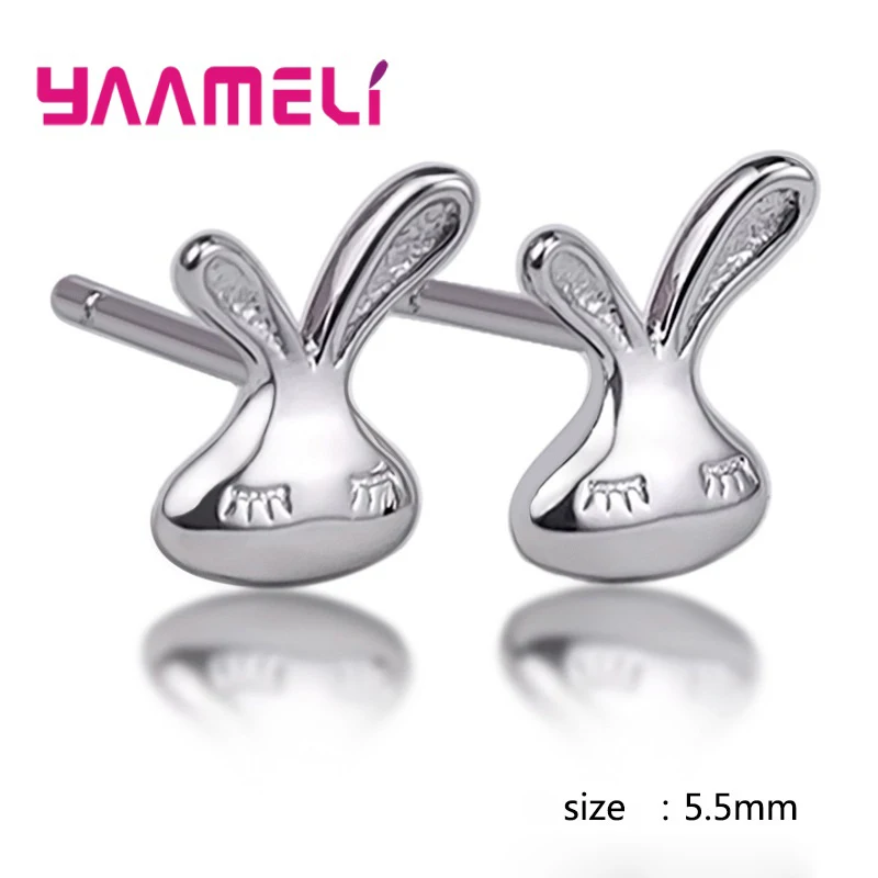 Cute Rabbit Stud Earrings for  Girl Birthday Christmas Gift New Fashion 925 Sterling Silver серьги Ear Brincos Ornaments