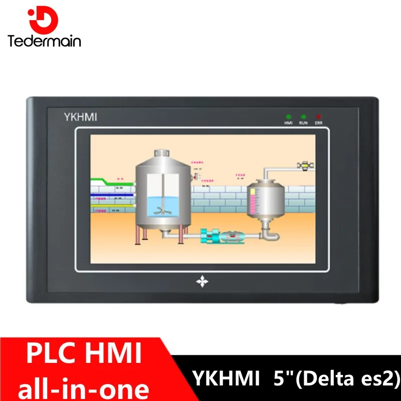 

YKHMI PLC HMI all-in-one 5"programmable logic controller Compatible with Delta ES2 built-in analog signal input and output