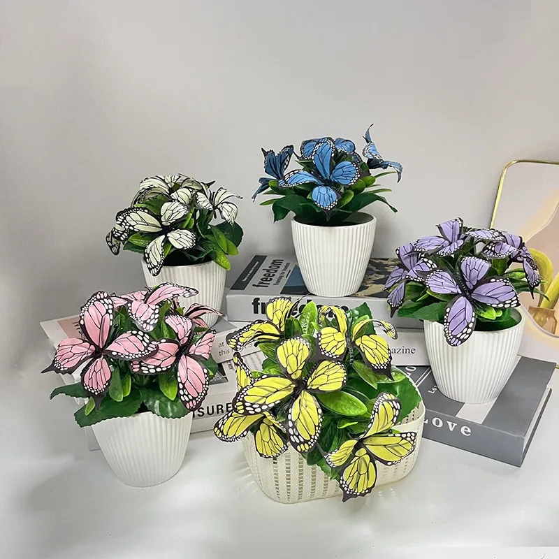 Artificial simulation flower butterfly orchid bonsai home li