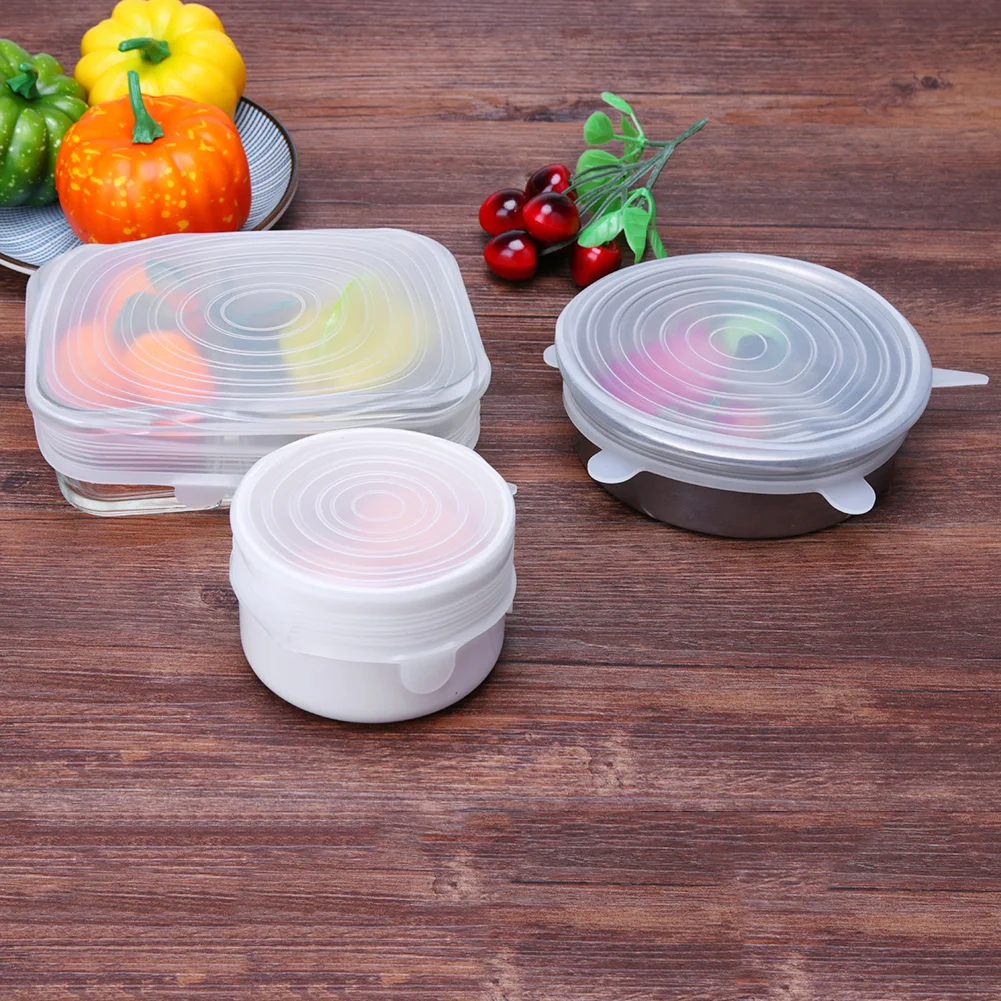 Heat Resistant Reusable Stretch Silicone Lids Universal Food Wrap Bowl Pot Pan Cover Cookware Lids Kitchen Refrigerator Cooking