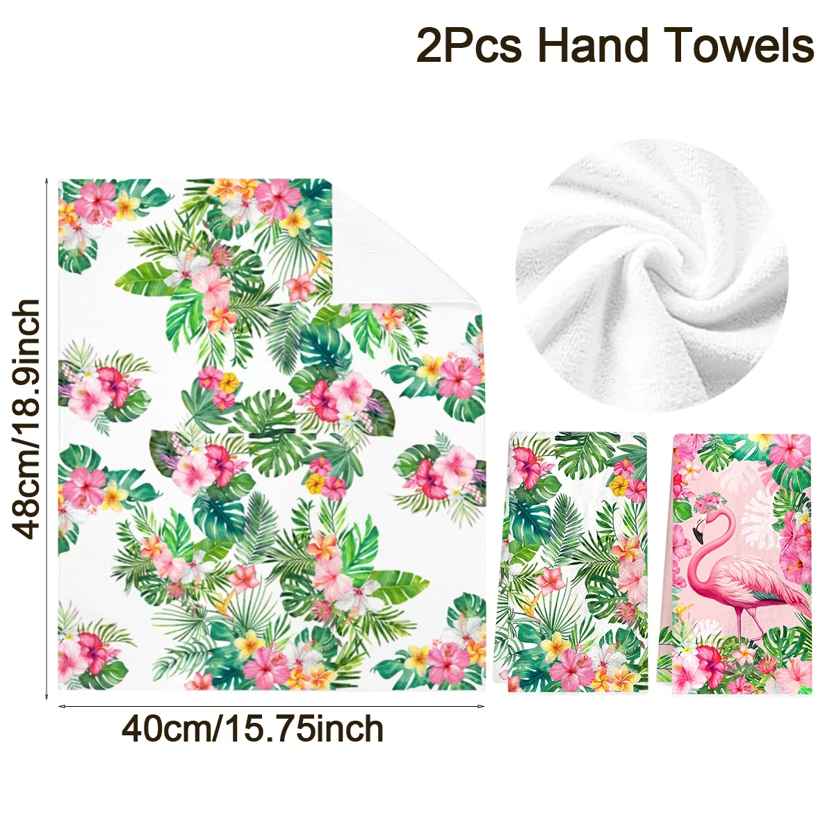 2pcs Hawaii Flamingo Hand Towels Absorbent Dish Towels Polyester Bathroom Decorative Rustic Cloths Tea Towels Housewarming Gift