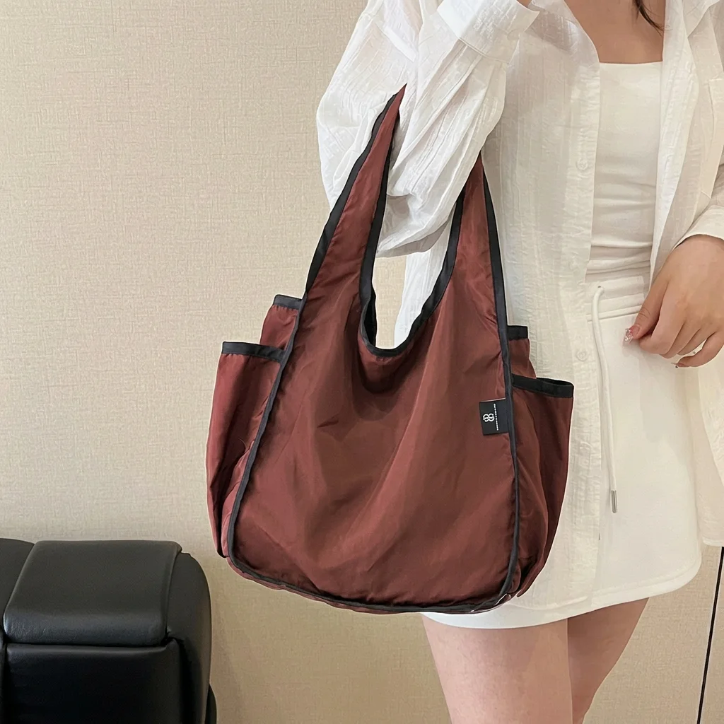 Foldable Tote Bag Lightweight Shopping Bag Reusable Tote Bag Simple For Friend Gatherings Travel Daily Office Commute