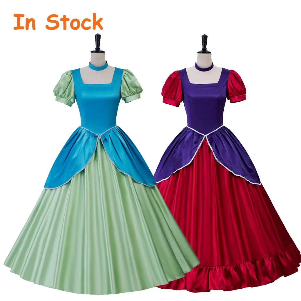 In Stock Princess Evil Step Sister Cosplay Anastasia and Drizella Cosplay Party Puff Sleeves Georgian Sister Dress Ball Gown