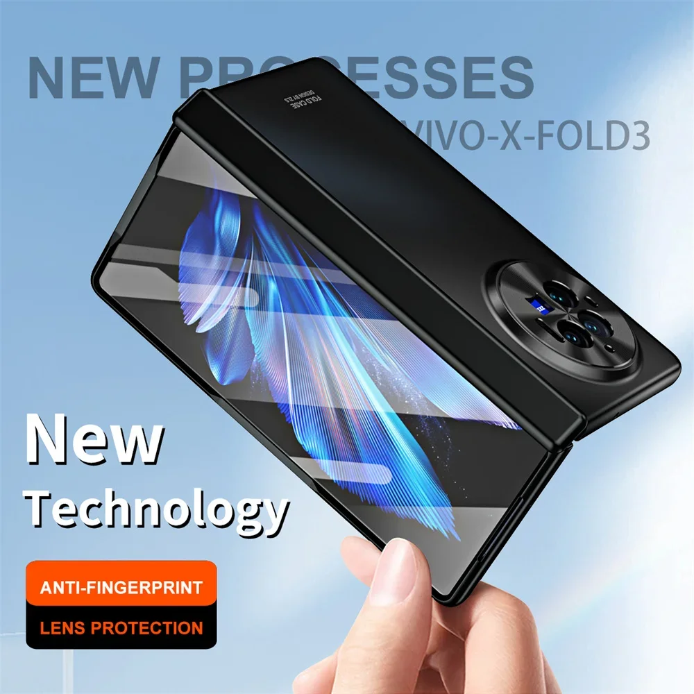 Fashion Solid Color Phone Case for VIVO X Fold 3 Pro Hinge Protection PC Hard Shell Front Protective Film Fold3 Cover