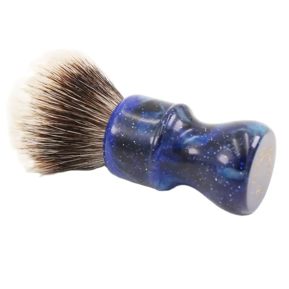 YAQI Dreamy Starlit Sky Handle 24 мм Мужская помазок для бритья Таинственный космический цвет Ручка Двухполосная щетка для чистки узлов из волос барсука